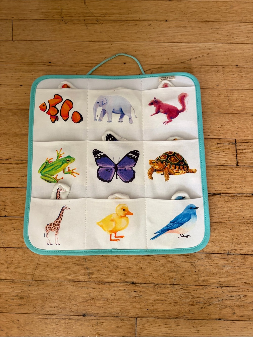 Lovevery Quilted Critter Pockets matching activity from Realist Play Kit NWOT